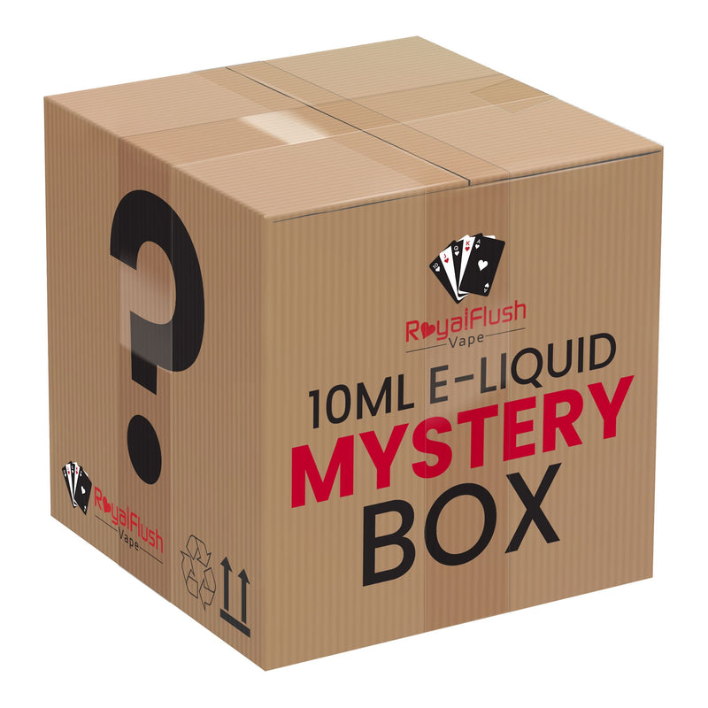 Rendered box with 10ml e-liquid mystery box written on side.