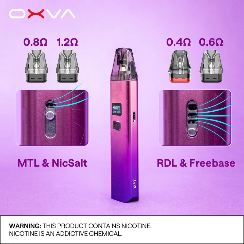 Side by side comparison of airflow being restricted and completely open to highlight the different options between pods and airflow for the best e-liquids to use.