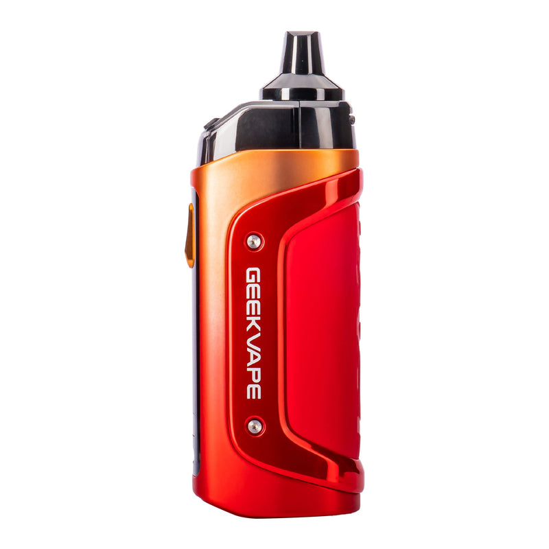 Sunset Red Geekvape Aegis Boost 3 vape kit side.