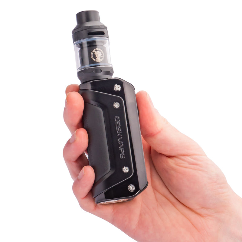 Image of Black Aegis Solo 3 Vape Kit in hand.