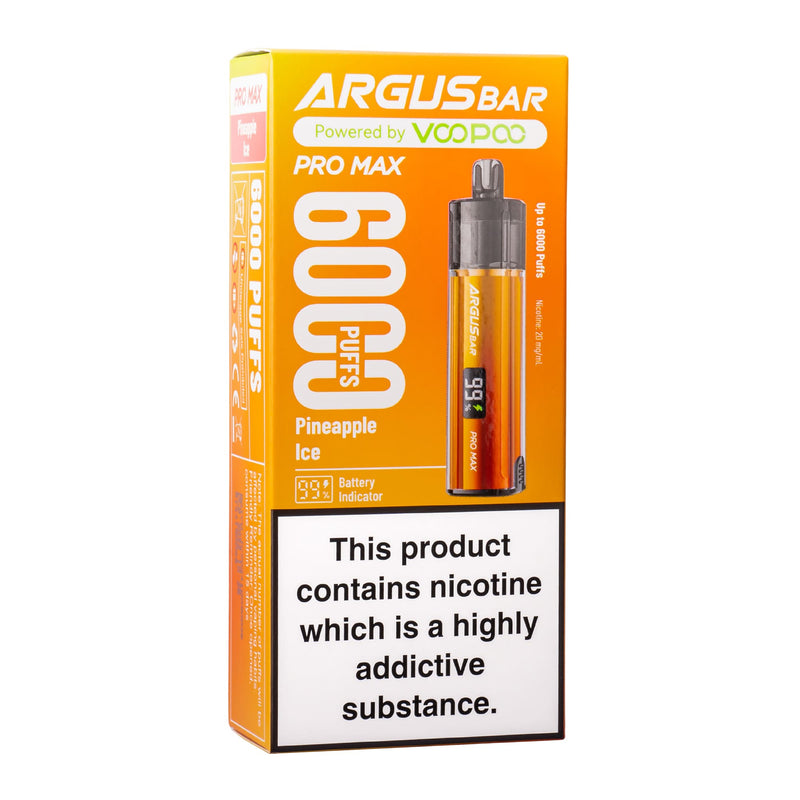 Pineapple Ice Argus Bar Pro Max disposable vape kit box.