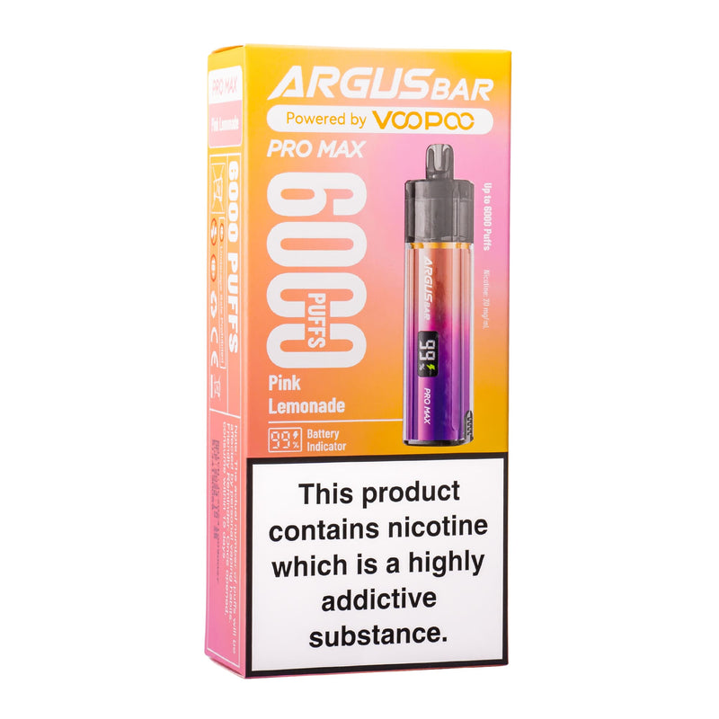 Pink Lemonade Argus Bar Pro Max disposable vape kit box.