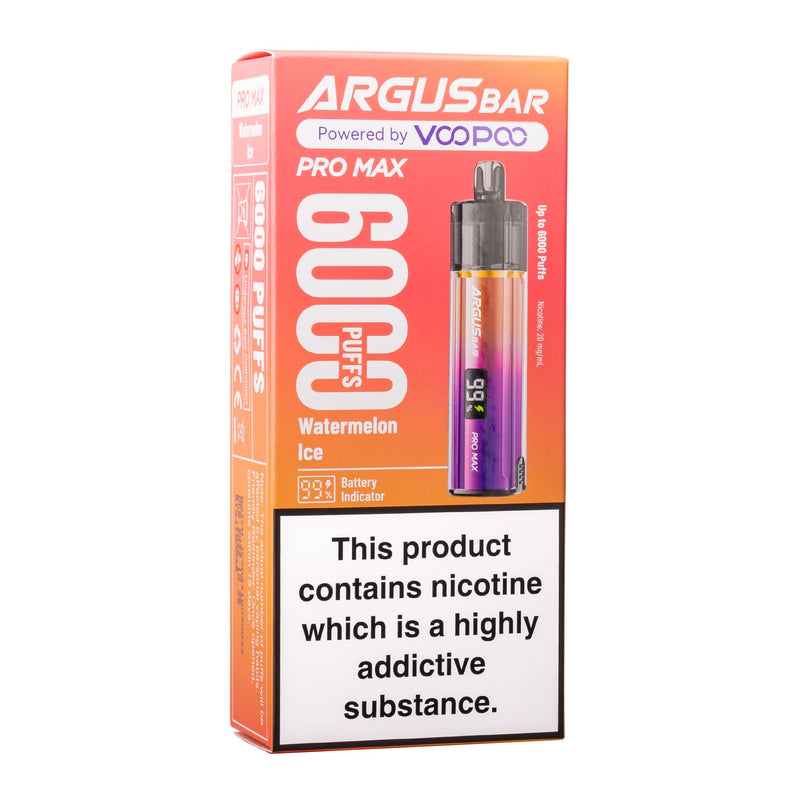 Watermelon Ice Argus Bar Pro Max disposable vape kit box.