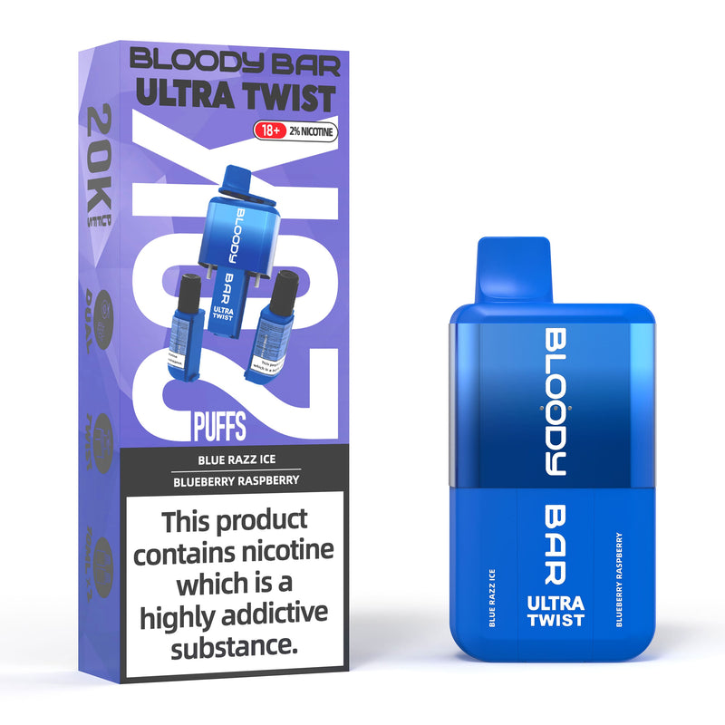 Bloody Bar Ultra Twist 20k blue razz ice blueberry raspberry render.