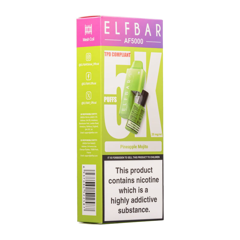 Elf Bar AF5000 Pineapple Mojito Box.