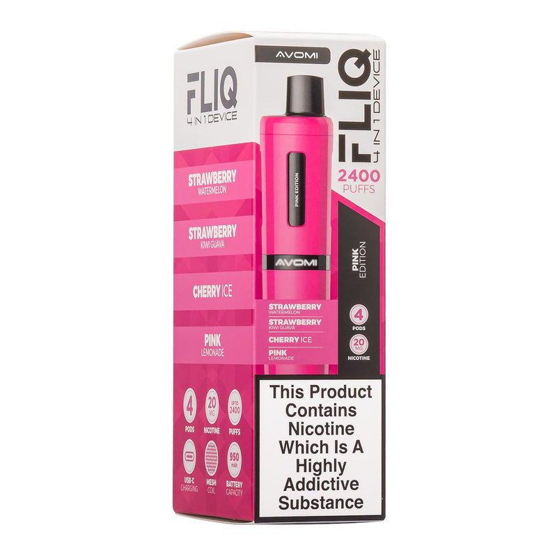 Pink Edition Avomi Fliq pod vape kit box.