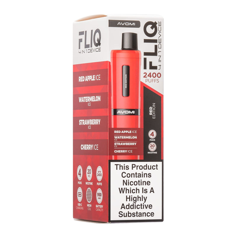 Red Edition Avomi Fliq pod vape kit box.