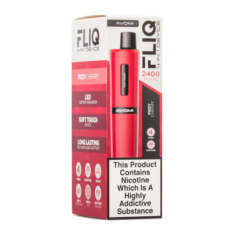 Fizzy Cherry Edition Avomi Fliq pod vape kit box.