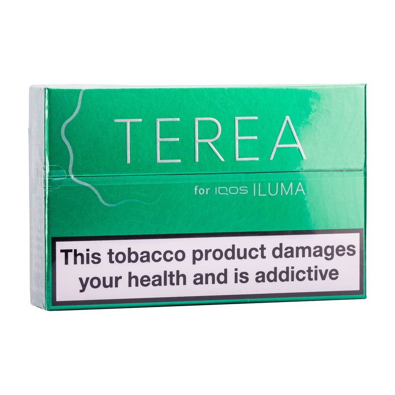 Green IQOS Terea heated tobacco sticks box.