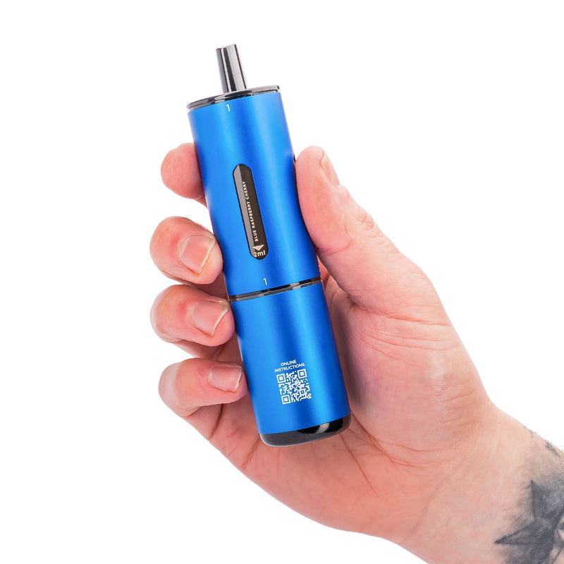 Blue Edition IVG Air 4 in 1 vape kit in hand.