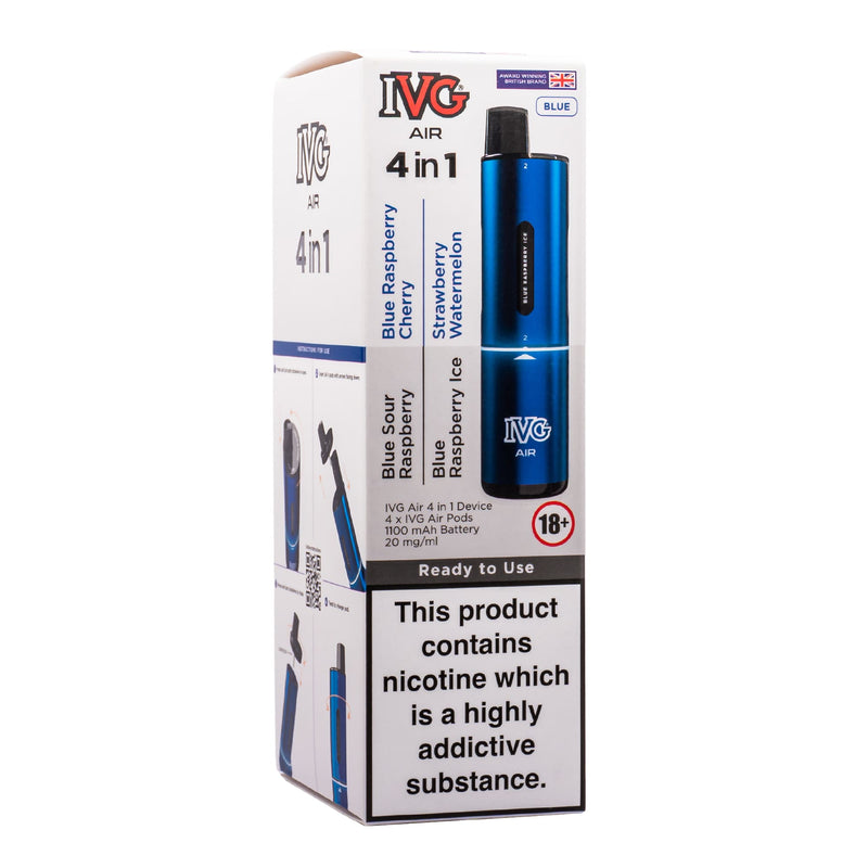 Blue Edition IVG Air 4 in 1 vape kit in box.