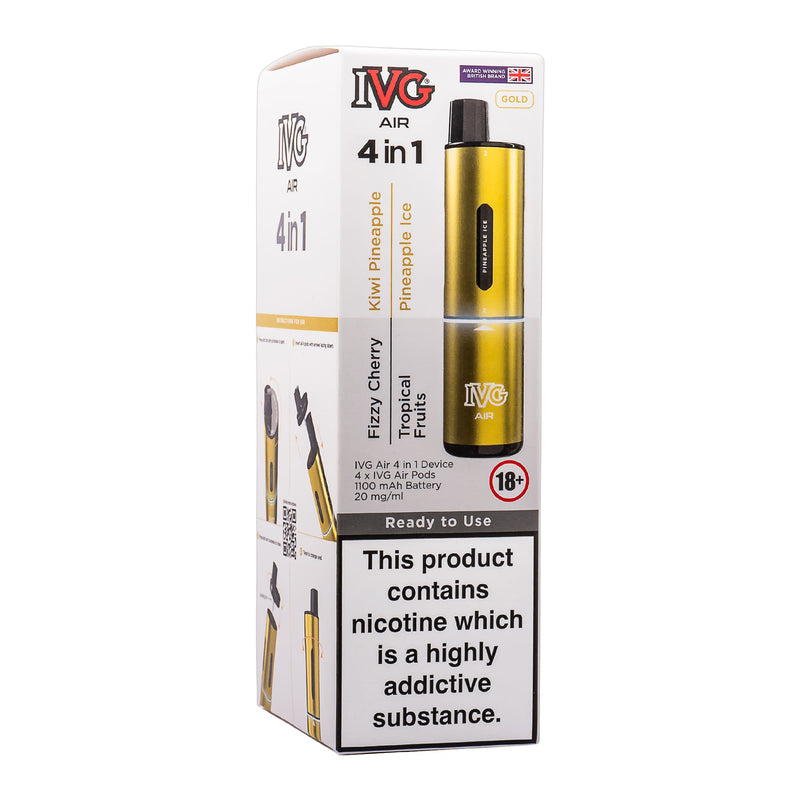 Gold Edition IVG Air 4 in 1 vape kit in box.