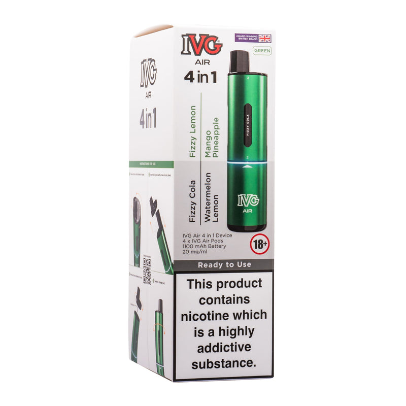 Green Edition IVG Air 4 in 1 vape kit in box.