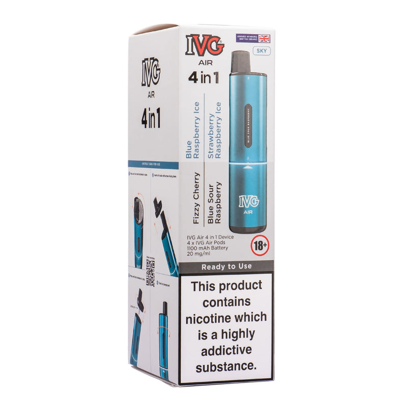 Sky Blue Edition IVG Air 4 in 1 vape kit in box.