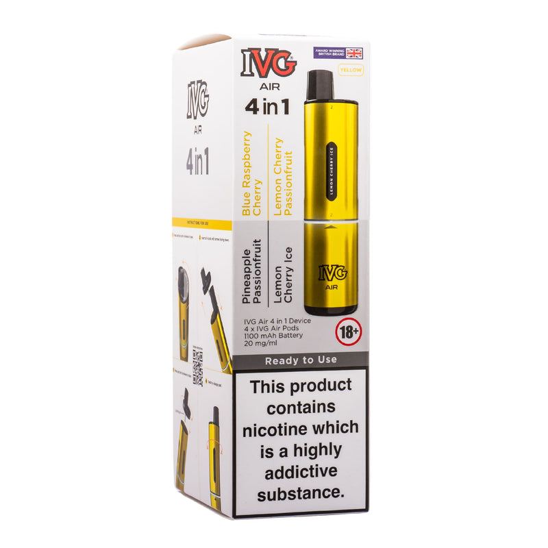 Yellow Edition IVG Air 4 in 1 vape kit in box.