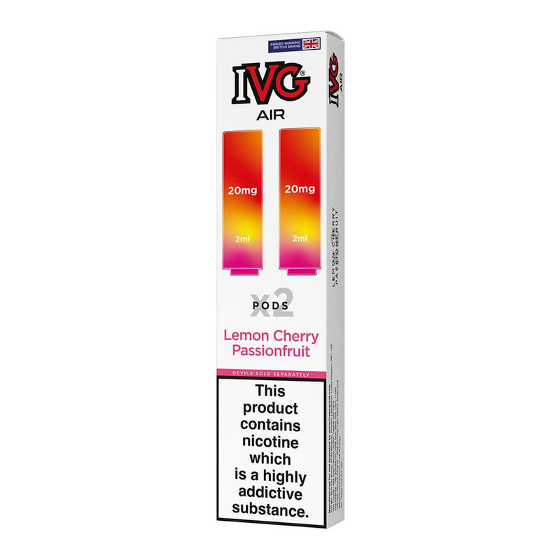 Pack of two IVG Air Lemon Cherry Passion Fruit pre-filled pods.