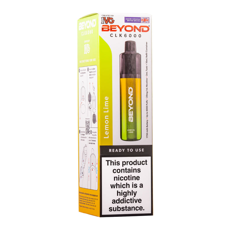 Lemon Lime IVG Beyond CLK6000 disposable vape box.