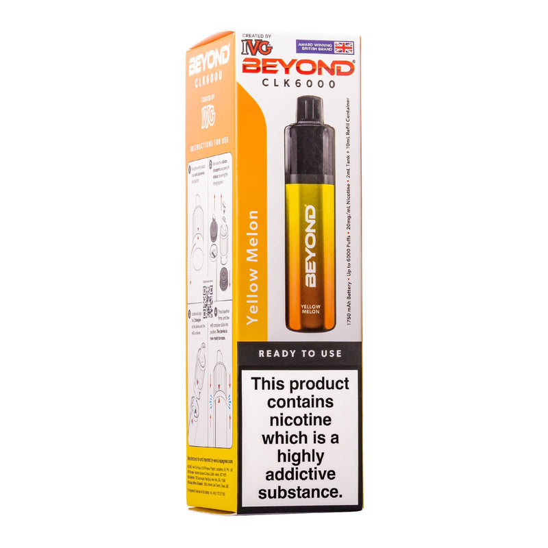 Yellow Melon IVG Beyond CLK6000 disposable vape box.