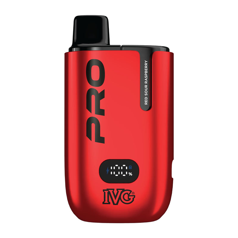 Red Sour Raspberry IVG Pro 6000 disposable vape kit render.