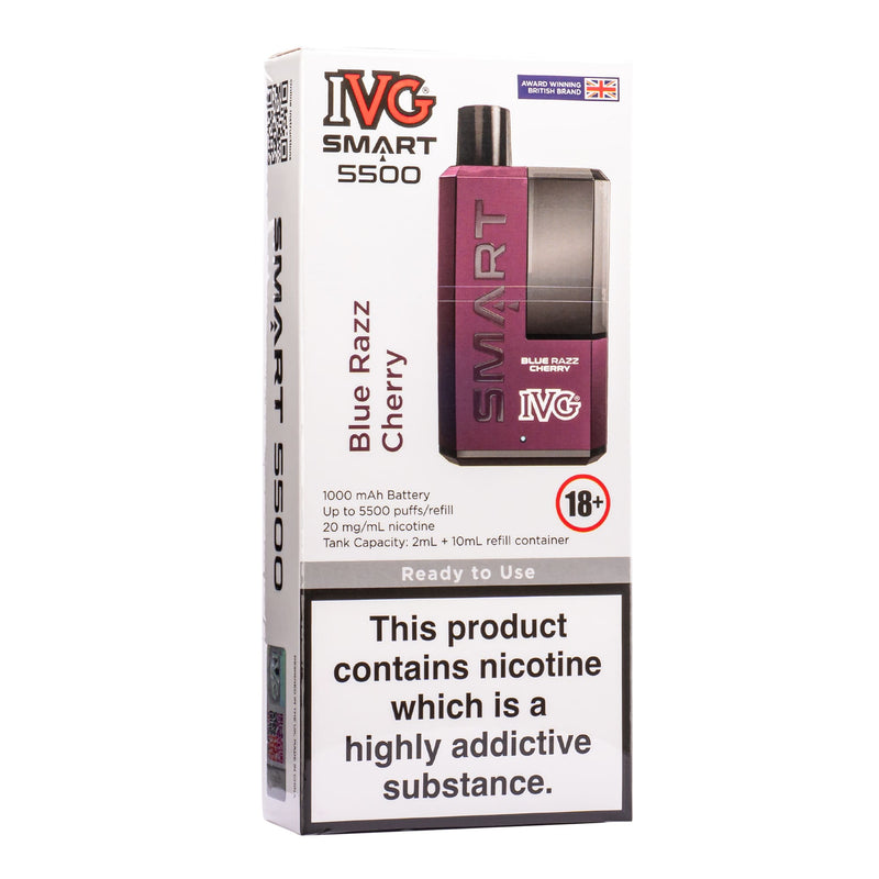 Blue Razz Cherry IVG Smart 5500 vape kit box.