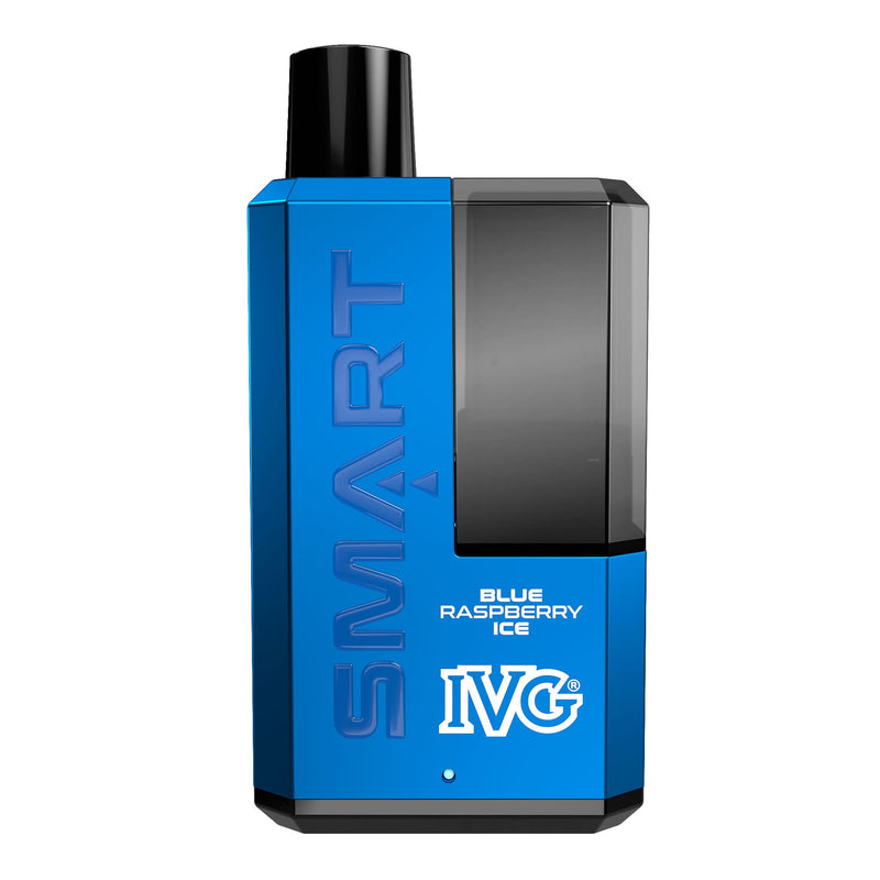 Render of Blue Raspberry Ice IVG Smart 5500 disposable vape device.