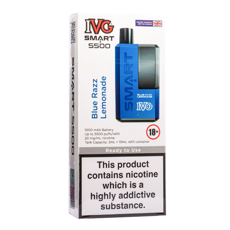 Blue Razz Lemonade IVG Smart 5500 vape kit box.