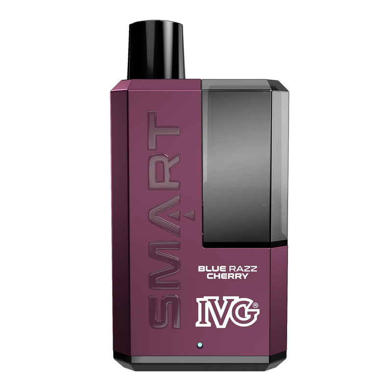 Render of Blue Razz Cherry IVG Smart 5500 disposable vape device.