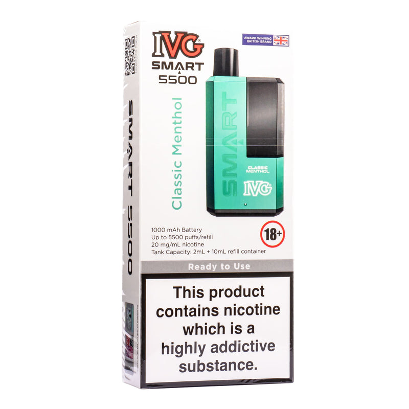 Classic Menthol IVG Smart 5500 vape kit box.