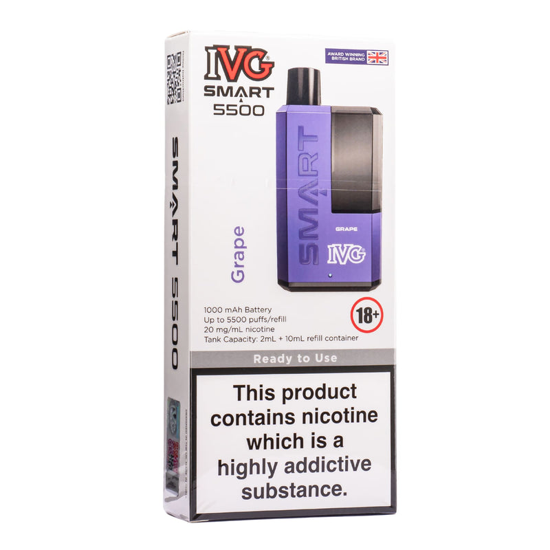 Grape IVG Smart 5500 vape kit box.