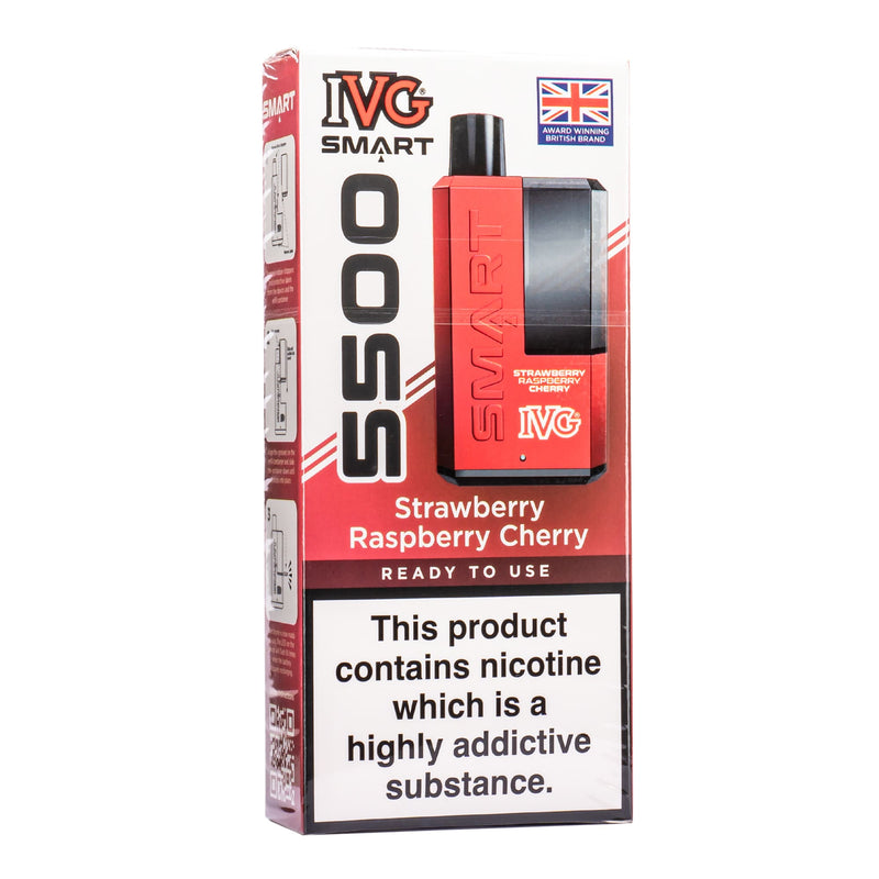 Strawberry Raspberry Cherry IVG Smart 5500 vape kit box.