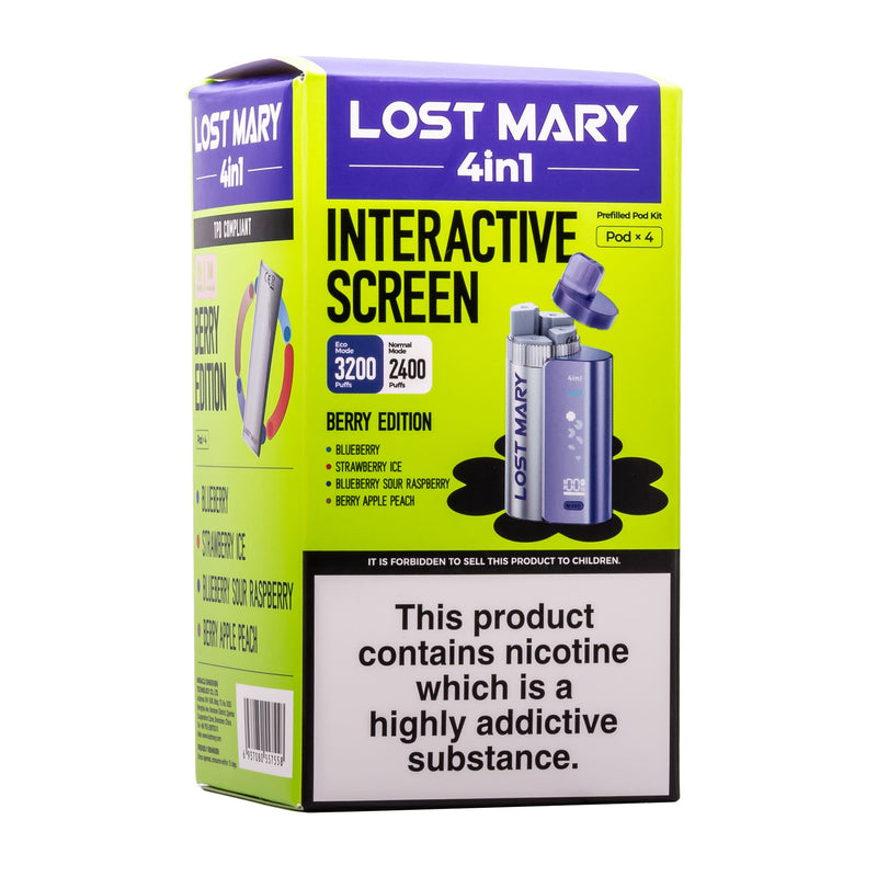 Berry Edition Lost Mary 4-in-1 disposable vape it box.