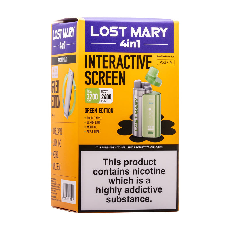 Green Edition Lost Mary 4-in-1 disposable vape it box.