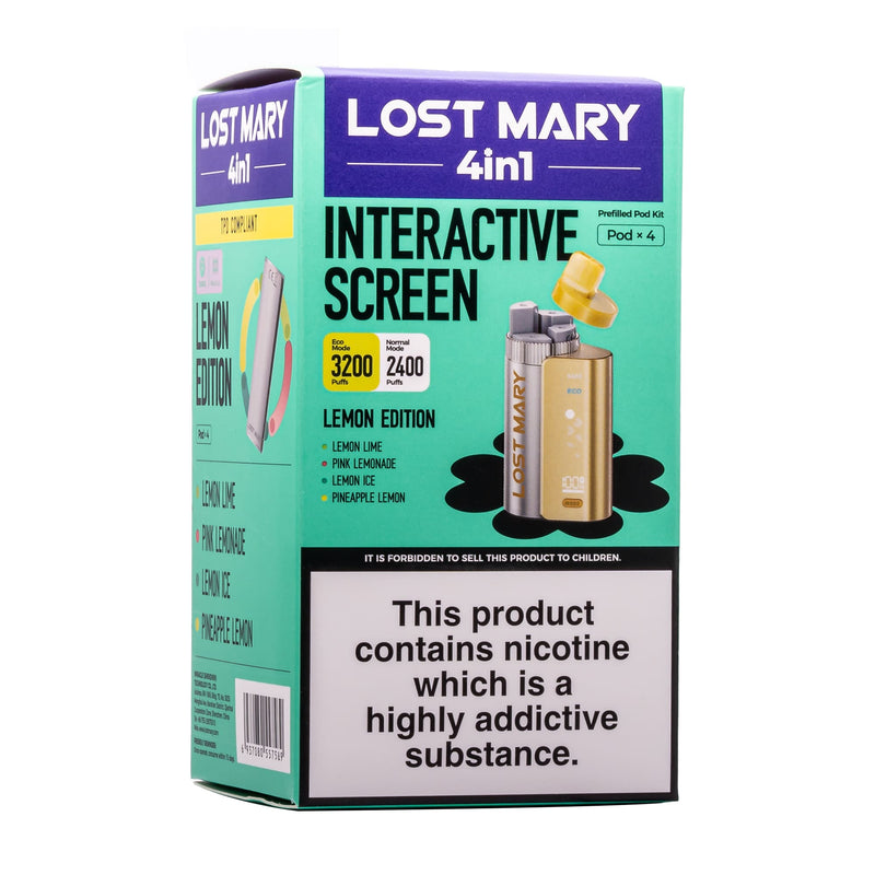 Lemon Edition Lost Mary 4-in-1 disposable vape it box.