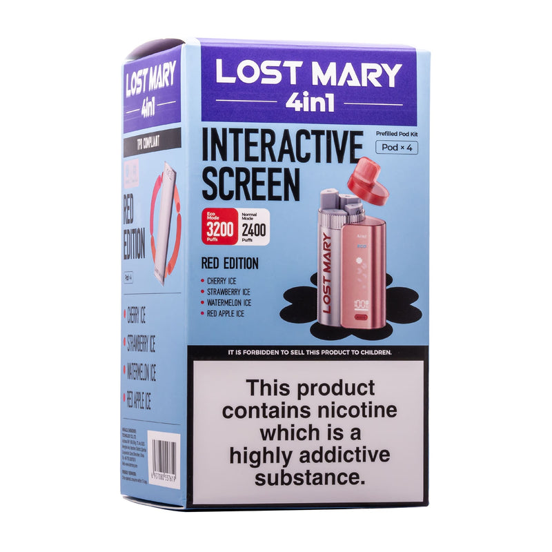 Red Edition Lost Mary 4-in-1 disposable vape it box.