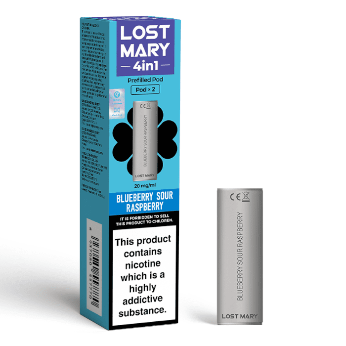 Pack of Two Lost Mary Blueberry Sour Raspberry Prefilled Pods.