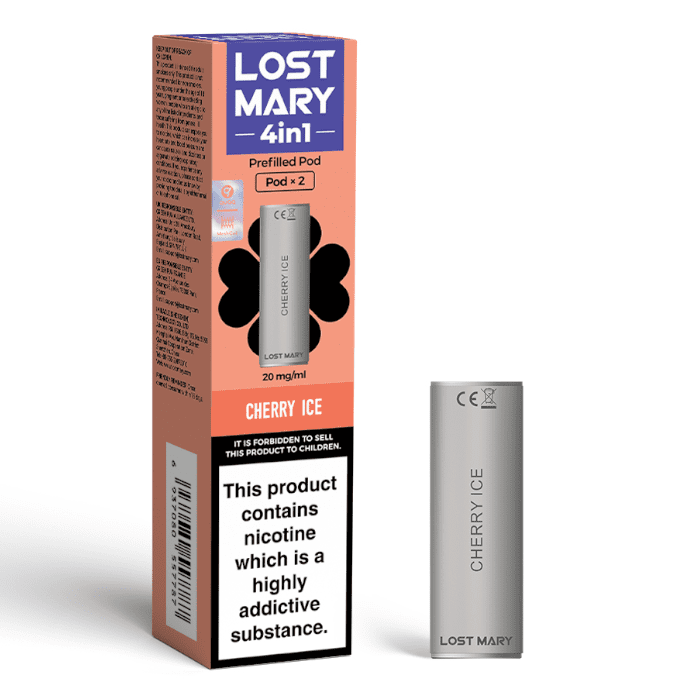 Pack of Two Lost Mary Cherry Ice Prefilled Pods.