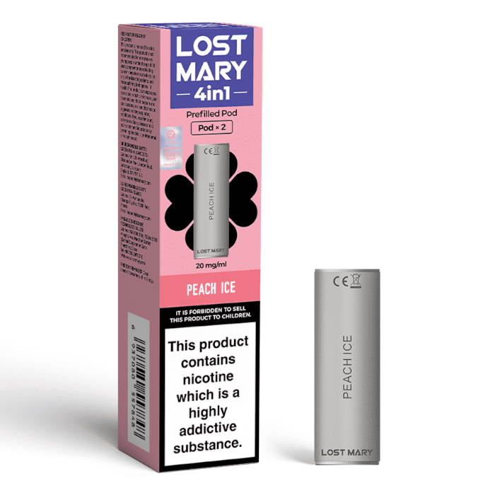 Pack of Two Lost Mary Peach Ice Prefilled Pods.