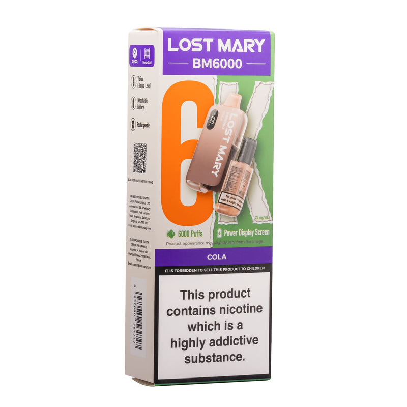 Cola Lost Mary BM6000 disposable vape box.