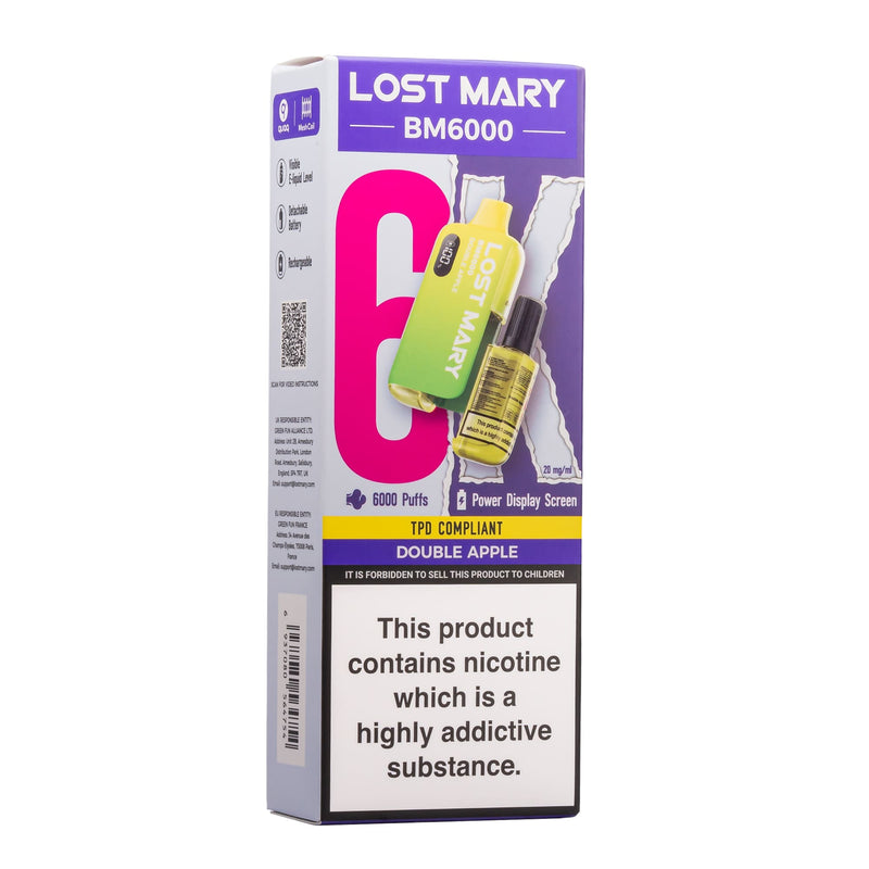 Double Apple Lost Mary BM6000 disposable vape box.