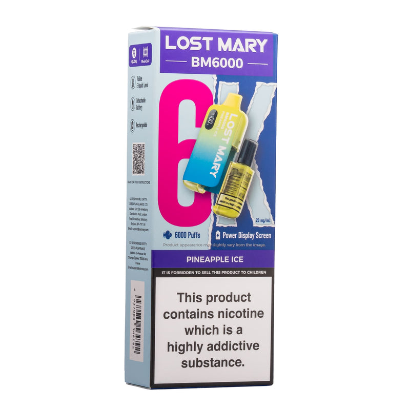 Pineapple Ice Lost Mary BM6000 disposable vape box.