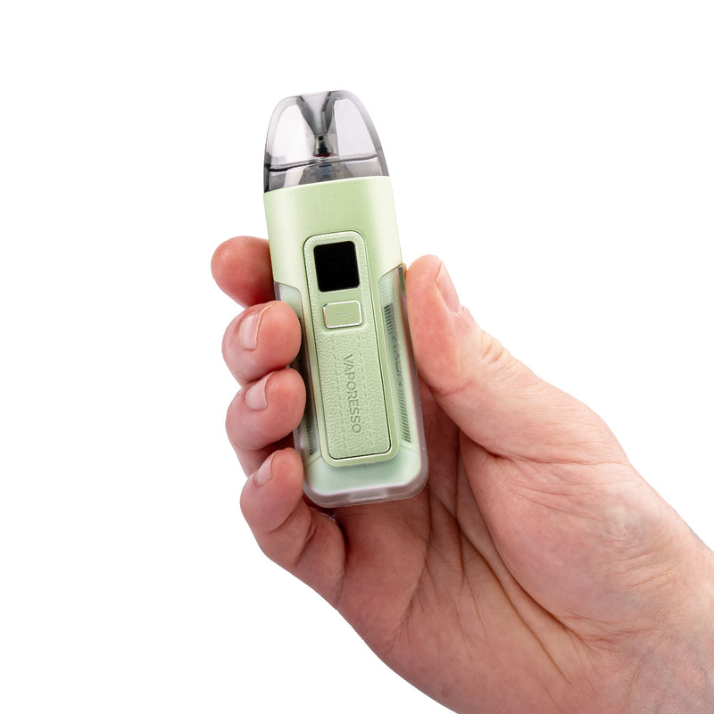 Avocado Green Luxe X2 vape kit in hand.