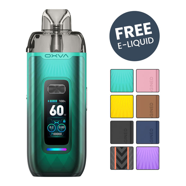 Oxva VPrime vape kit with all colour swatches available.