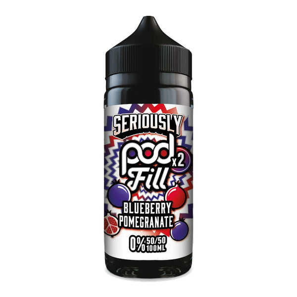 Blueberry Pomegranate Seriously Pod Fill 100ml shortfill e-liquid bottle render.