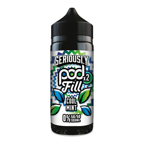 Cool Mint Seriously Pod Fill 100ml shortfill e-liquid bottle render.