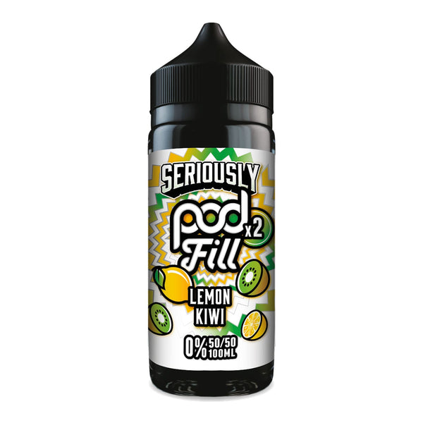 Lemon Kiwi Seriously Pod Fill 100ml shortfill e-liquid bottle render.