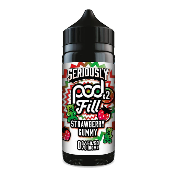 Strawberry Gummy Seriously Pod Fill 100ml shortfill e-liquid bottle render.