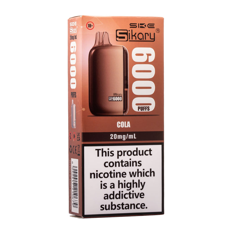 Front angled box photo of Cola S6000 disposable vape by SKE.