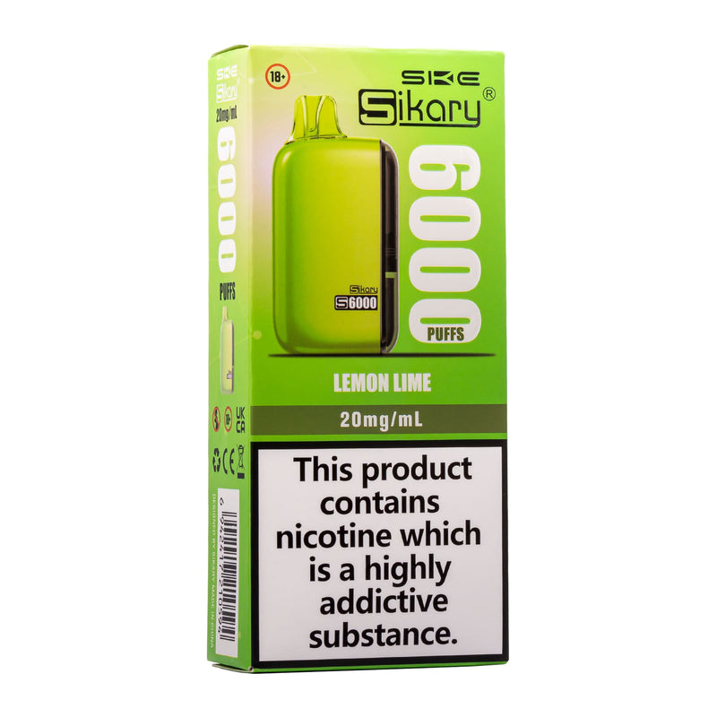 Front angled box photo of Lemon Lime S6000 disposable vape by SKE.