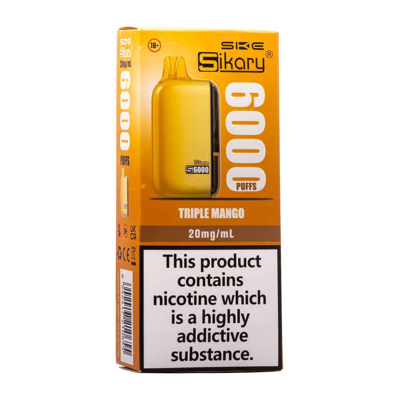 Front angled box photo of Triple Mango S6000 disposable vape by SKE.