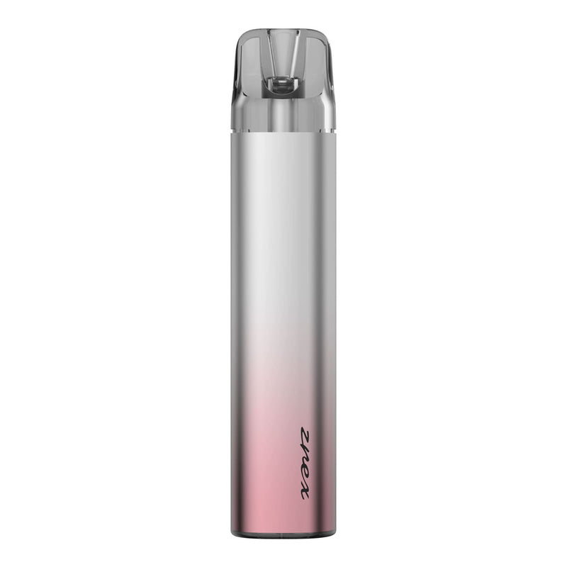 Rendered front facing image of Pink Silver Zrex RF pod kit by Smok.